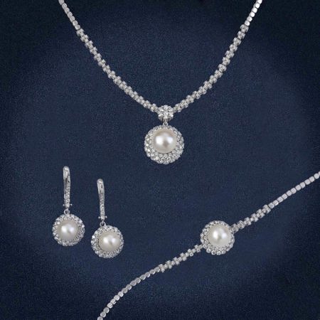 Margarita Diamond and Pearl Jewelry Set